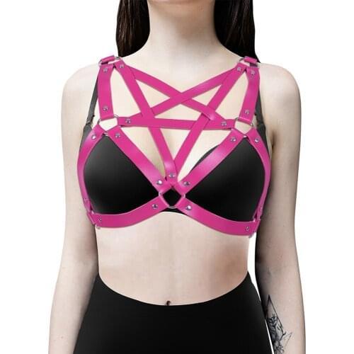 Leather Sex Costumes Adjust Harness Fashion Tight Suspender Strappy Cage Straps Belt Gothic Punk Harness Bondage Dance Rave Wear