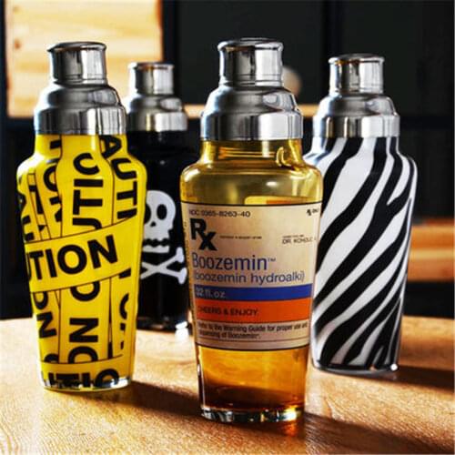 Creative cocktail shaker American retro glass pattern shaker bartender Shike pot shaker unique 1L Capacity American Style