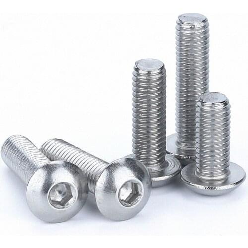 M5 DIN7380 Button Head Socket Cap Screws A4 316 Stainless Steel Marine Grade Allen Bolts 8 10 12 14 16 18 20 25 30 35 40-60mm