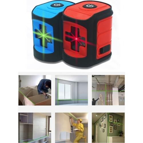 Mini IP54 Laser Level Two Lines Laser Level Meter Self-leveling Horizontal Vertical Crossing Line Calibration Instrument