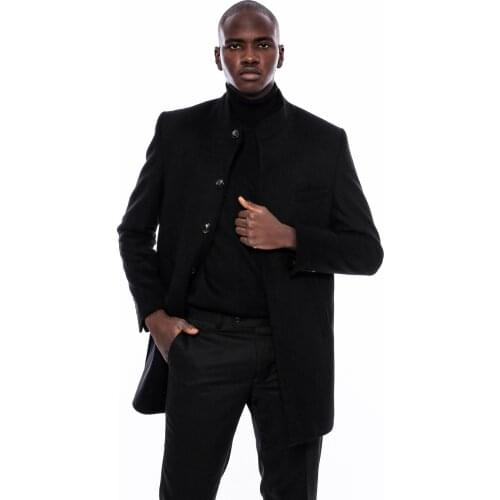 Mandarin Collar Mens Long Coat Wessi