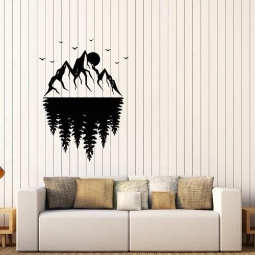 Wall Decal Mountains Landscape Moon Forest Nature Vinyl Window Stickers Bedroom Living Room Home Decoration Creative Mural M046