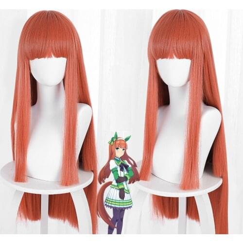 Anime Pretty Derby Silence Suzuka Wig Lovely Long Orange Color Wig Cosplay Props Length about 80cm