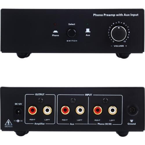 Phono Turntable Preamp Signal Amplifier Prephonograph with Auxiliary Input Volume Control JR Deals