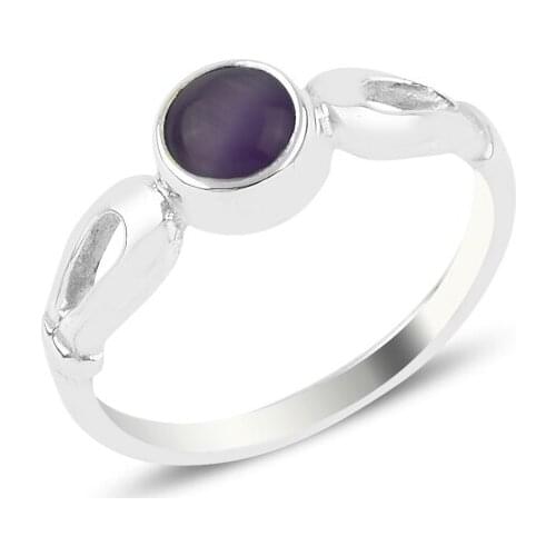 Silverlina Silver Purple Cat 'S Eye Engagement Ring