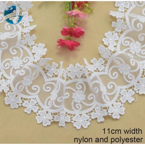 11cm wide white lace polyester embroid lace sewing ribbon fabric guipure diy trims wedding lace DIY Garment Accessories#3837
