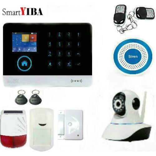 SmartYIBA Wireless GSM Home Security Alarm System l ISO Android APP TFT Touch Panel Security Alarm System Wifi IP Camera