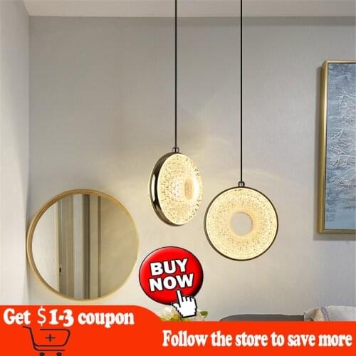 Modern LED Pendant Lights For Living Dining Room Bedroom Gold Round Acrylic Hanging Lamp Fixtures Home Indoor Decor Accessories