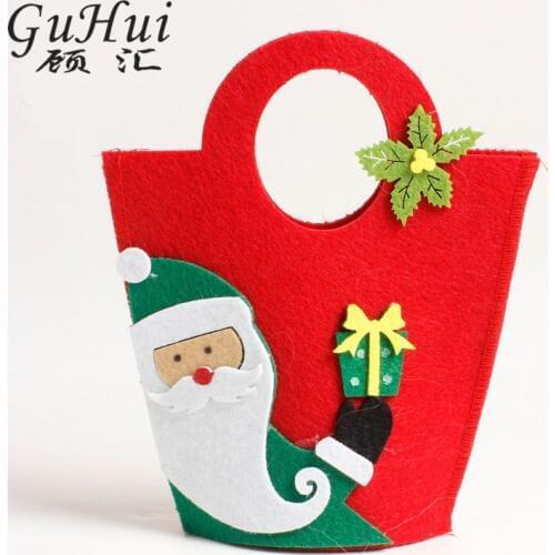Lovely Santa Claus Deer Christmas Ornament Non-Woven Fabric Handbag Kid Favor Gift Candy Bag New Year Party Festival Decor Home