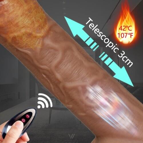 Telescopic Heating Vibration Big Dildo USB Rechargeable Swing Vibration Penis for Female Masturbation SuctionCup Realistic Dildo