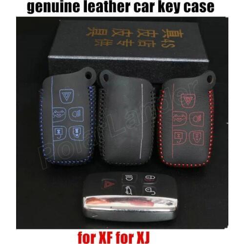Only Red car key cover case fit for JAGUAR XF XJ genuine quality leather Hand sewing car key case car styling best gift