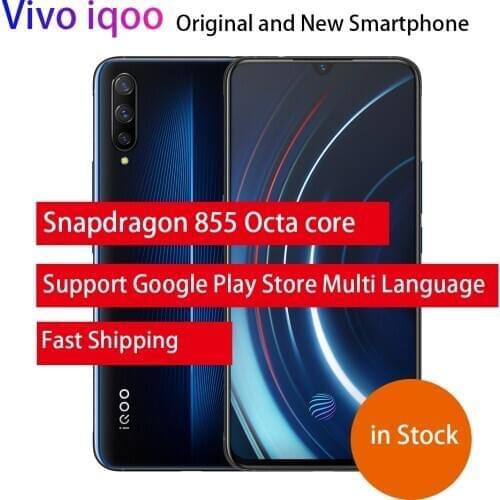 VIVO iQOO Android 9 Mobile Phone OTA Update Fingerprint ID Snapdragon 855 NFC Type-C 4000mAh 44W Fast Charge 4D Game Cellphone