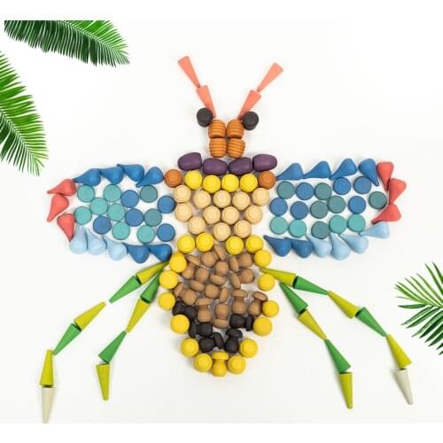 ChildrenS Wooden Toy Puzzle Set Rainbow Building Blocks Constructor Set Nordic Loose Parts Baby Montessori Educational Toys