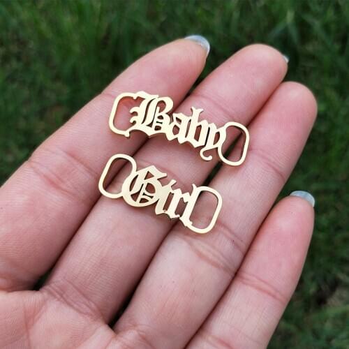 Hip Hop Jewelry Rose Gold Baby Girl Shoe-buckle Left Right Letter Buckie Stainless Steel Shoe Accessories For Women Men Kid Gift