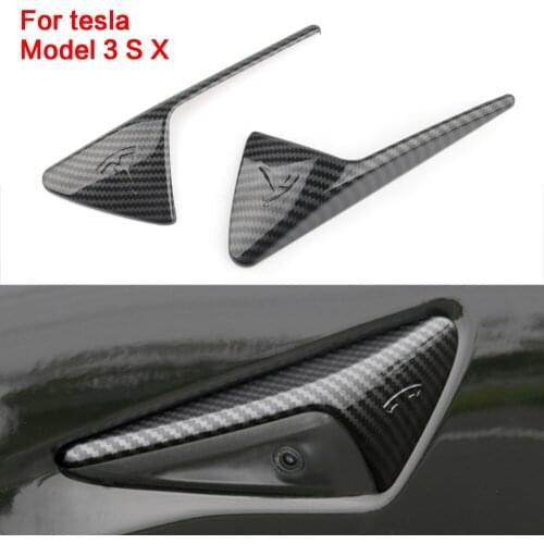 Racing 2Pcs/Set For Tesla Model 3 Y S X Model3 Side Camera Carbon Fiber ABS Protection Cover For Tesla Model Three Accessories