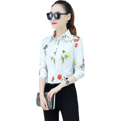 2021 Long Sleeve Women Blouses Plus Size Turn-down Collar Long Sleeve Butterfly Floral Print Shirt Blouse Female Top Clothing