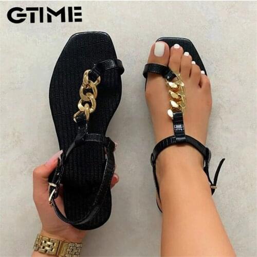 Womens Flat Sandal 2021 New Chain Creative Set Big Toe Open Toe Sandal Web Celebrity Hot Style Comfortable Sandal for Women