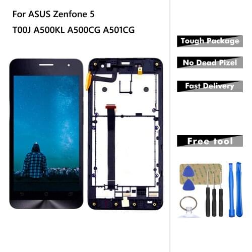 5.0'' Display For ASUS Zenfone 5 LCD Display Touch Screen Digitizer For T00J A500KL A500CG A501CG LCD Screen With Frame
