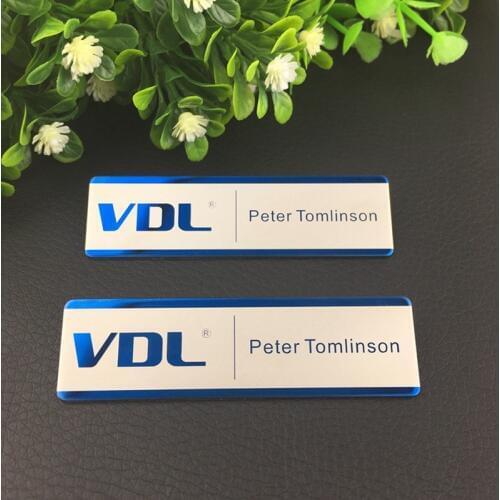 10pcs 70X20mm personalized name tag badge holder laser staff logo badge holder magnetic with metal stainless steel plate badge