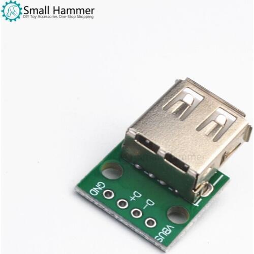 10pcs USB female head to DIP 4p inline adapter board soldered mobile phone power 2.0