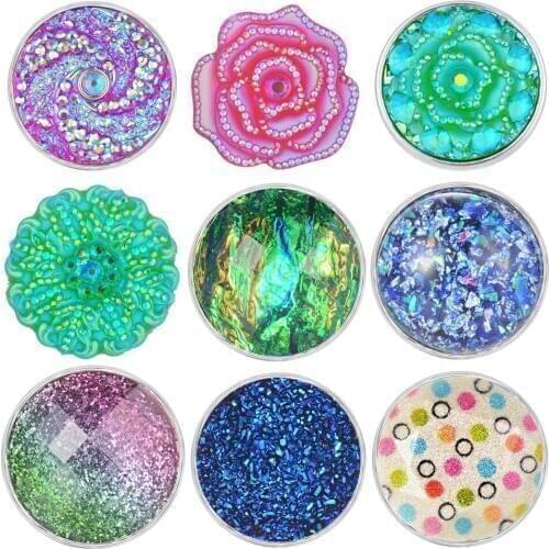 20pcs Mix Pack colorful Resin Series Ginger Snaps 18mm Snap button Charms for womens Snap Jewelry VN-1990*20