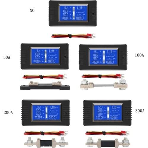 New DC 0-200V 0-300A Battery Tester Voltmeter Ampmeter Power Impedance Capacity Energy Time Meter 50A/100A/200A/300A