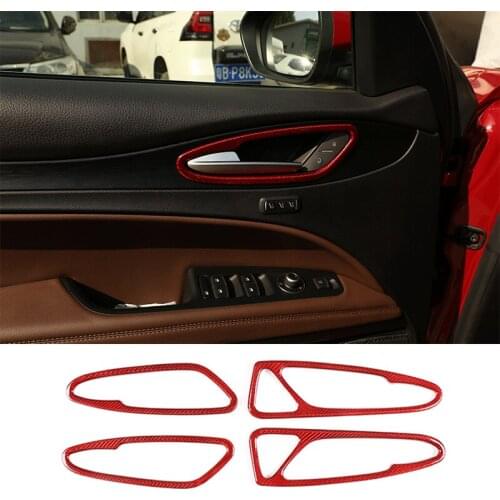 4 Pcs 100%Carbon fiber Car-styling for Alfa Romeo Stelvio 2017-20 Door Handle Frame Cover Trim Car Interior Accessories 2 Style