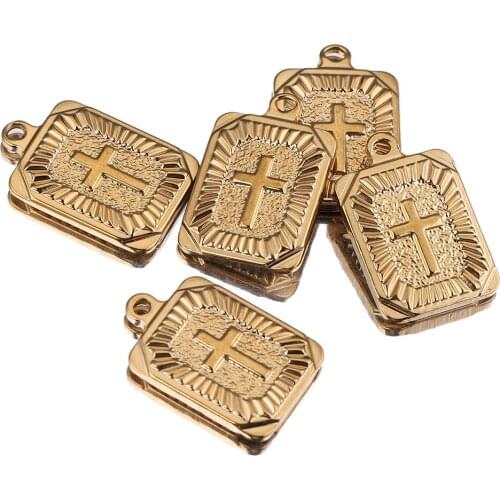 5pcs Lot Gold Stainless Steel Pendant Christ Cross Charm Pendants for DIY Necklace Bracelet Jewelry Making Bulk Items Wholesale