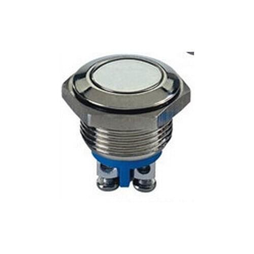 5pcs Metal button switch, 16mm flat round self compound button, terminal post, screw pin, copper nickel plated shell