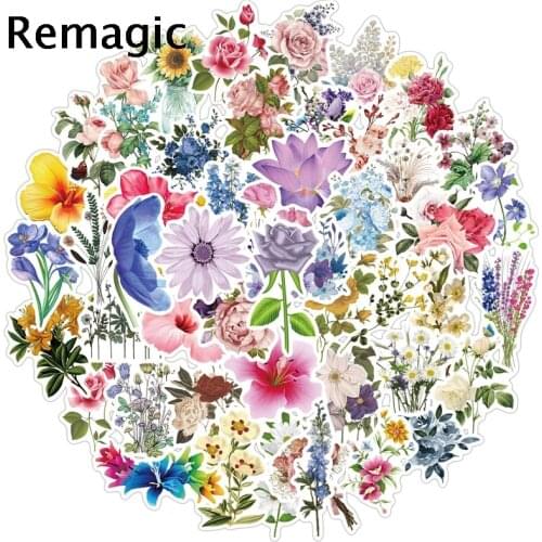 50pcs Flowers Plants Cartoon Children Stickers Skateboard Guitar Suitcase Girls Waterproof scrapbooking Sticker Kid Graffiti Toy