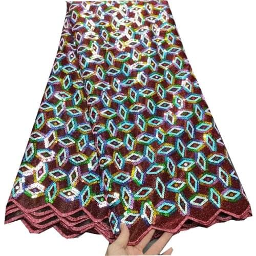 African Sequins Lace Fabric 2021 High Quality Nigerian Tulle Lace Fabrics Sewing Embroidery French Lace Women Dress TY-150
