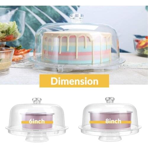 Super Pratical 6-in-1 Transparent Acrylic Cake Stand Cake Plate With Dome Multi-Functional Serving Platter Salad Bowl