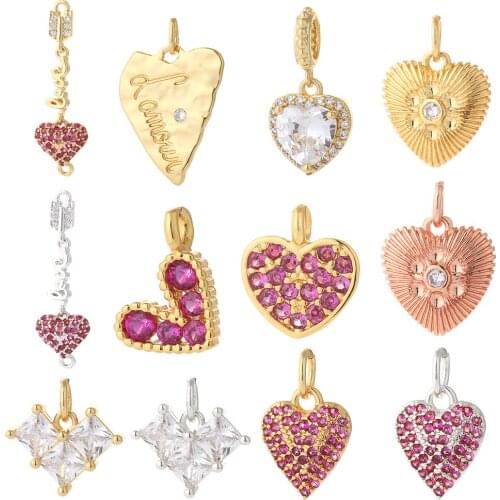 Heart Pendant Charms for Jewelry Designer Bracelet Making Bulk Codena Pandora Charms for Necklace Earring Make DIY Copper