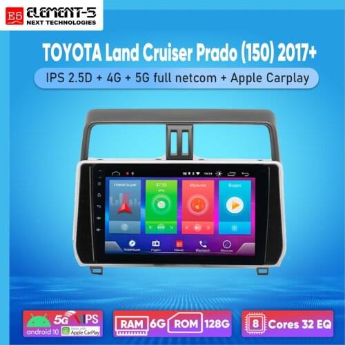 ELEMENT-5 10“ 6G+128G Android 10 4G 5G WIFI RDS DSP Car Radio For TOYOTA Land Cruiser Prado (150) 2017+ Navigation GPS HiFi