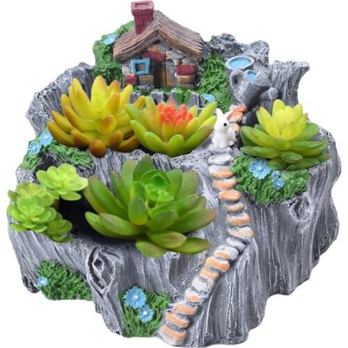 Resin Flowerpot Succulent Plants Planter Flower Pot Desktop Potted Holder Home Garden Decoration Bonsai Pots Plants Holder