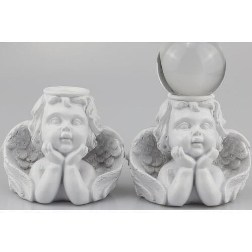 Baby Angel Figurine Display Stand for Crystal Glass Lens Ball Photography Lensball Base Egg Pedestal Magic Sphere Statue Holder