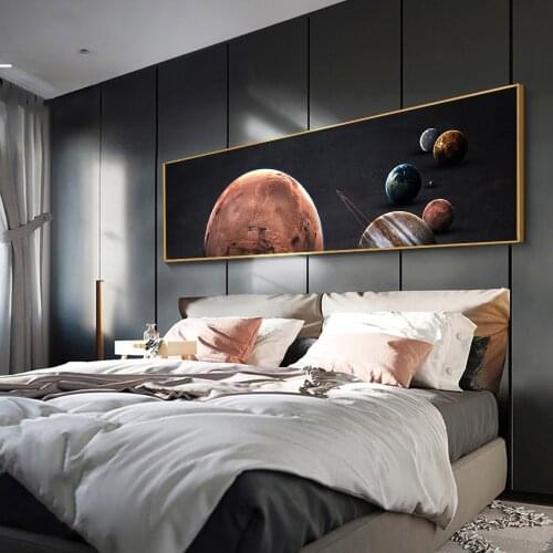 Large Size Childrens Science Fiction Space Astronaut Moon Solar System Wall Art Poster Canvas Painting For Living Room Decor