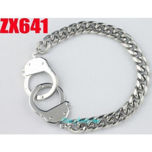 DIY Double big handcuffs pendant stainless steel Bracelets fashion punk jewelry 10pcs ZX641