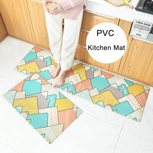 Long PVC Kitchen Mat Waterproof Bath Carpet Floor Mat Floral Entrance Home Doormat Kitchen Rug Tapete Floor Bedroom Modern Mats