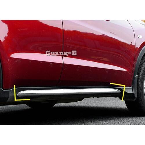 For Honda HRV HR-V Vezel 2019 2020 Car cover detector ABS chrome side bottom down door body trim stick strip lamp Molding 2pcs