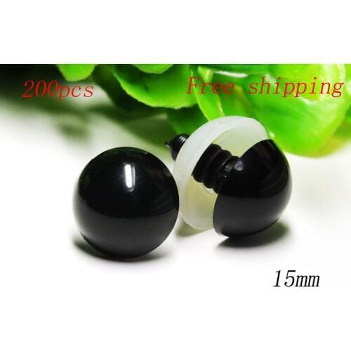 Free shipping!!!15mm large size High quality black safety eyes with washer ---200pcs(100pairs)