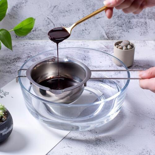 Long handle wax melting stainless steel pot DIY scented candle soap Chocolate butter non-stick handmade soap tool easy cleaning