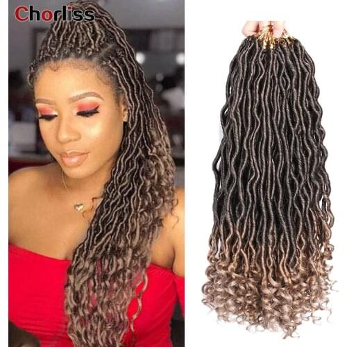 20Inch Faux Locs Curly Synthetic Crochet Braids Hair Extension High Temperature Wire Ombre Loose End Trend Beauty Hair For Women