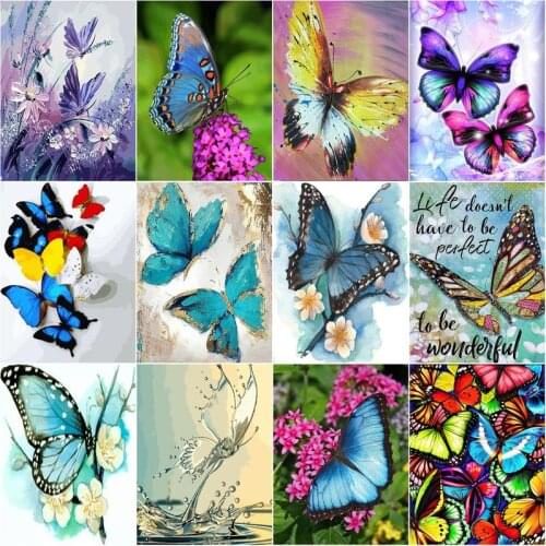 GATYZTORY Painting By Numbers Butterfly And Flower Oil Picture By Number HandPainted 60x75cm Frame Home Wall Decoration