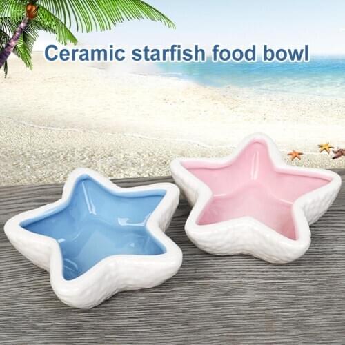 Pet Hedgehog Hamster Ceramic Starfish Food Bowl Dish Drinking Storage Container