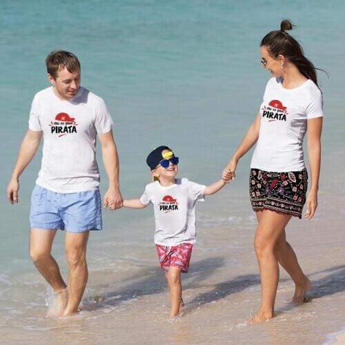 2021 personalized creative pirate hat print trend cool short sleeve T shirt parent-child summer cotton fashion round collar top