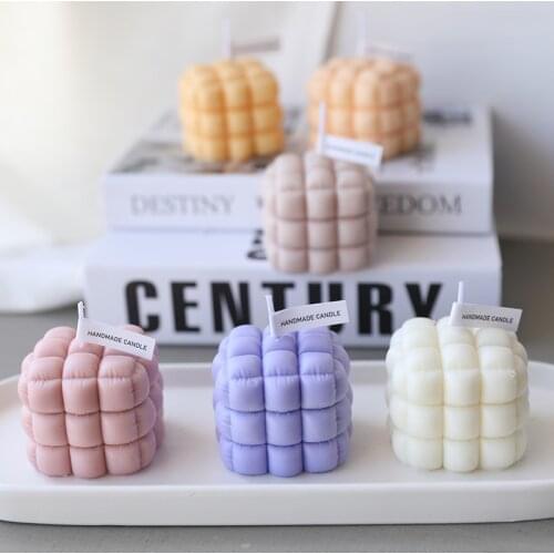Square Silicone Mold Soft Bag Sofa Rubiks Cube Geometric Candle Mold pouf Cube 3D Pillow Silicone Mold