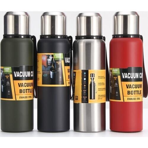 LDFCHENNEL New 304 Stainless Steel Tea Bottle Vacuum Travel Pot Outdoor Thermos Flasks Portable Large Capacity 1L Insulated Cups