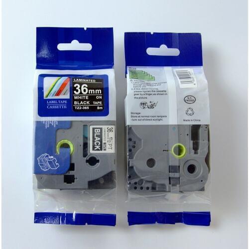 Free shipping 5 pcs Compatible brother 36mm white on black TZ label tape TZ-365 tze365 tz tape label print tape maker
