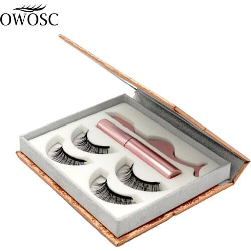 OWOSC 3D Mink False Eyelash Magnetic Eyelashes Magnet Eyeliner Waterproof Liquid Long Lasting lash Makeup Tool Custom Logo Box